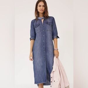 Anthropologie Cloth & Stone Ginevra Chambray Maxi Shirtdress Small